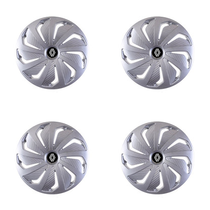 Set 4 capace roti Cu Inel Cromat Wind R15 Compatibil Cu Renault Nou